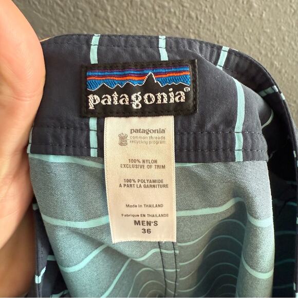 Patagonia Navy Blue Striped Board Shorts Size 36 - Picture 5 of 5